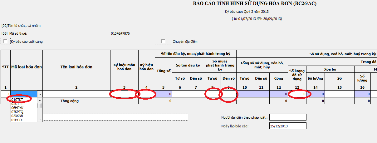 cách lập báo cáo tình hình sử dụng hóa đơn quý