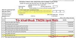 Hướng dẫn lập tờ khai thuế TNDN tạm tính (01A/TNDN) trên phần mềm HTKK