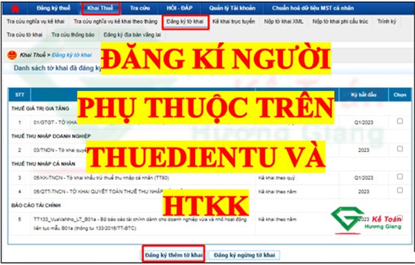 Cách đăng ký người phụ thuộc giảm trừ gia cảnh qua mạng