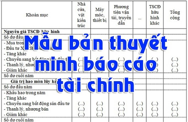 Thuyết minh báo cáo tài chính theo Thông tư 200