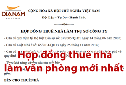 Mẫu hợp đồng thuê nhà làm văn phòng mới nhất năm 2016