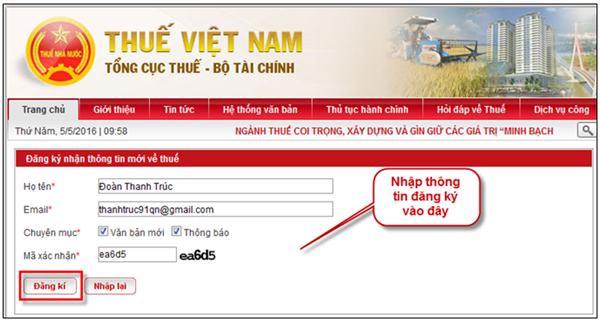 Hướng dẫn đăng ký để nhận văn bản thuế mới vừa được ban hành của Tổng Cục Thuế