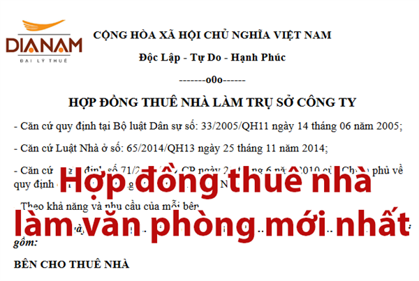 Mẫu hợp đồng thuê nhà làm văn phòng mới nhất năm 2016