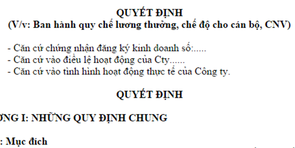 Mẫu quy chế tiền lương thưởng phụ cấp năm 2016