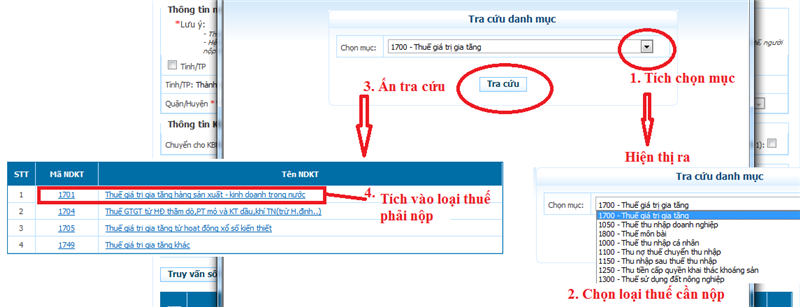 chọn loại thuế cần nộp chọn loại thuế cần nộp